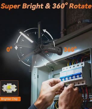 360° Draaibare LED Werklamp met 5 Modi, USB Oplaadbaar, Magneetvoet & Haak