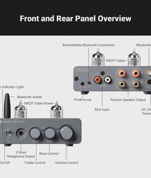Fosi Audio T20X MKII: 300W Bluetooth Vacuum Tube Versterker met TPA3255 Chip
