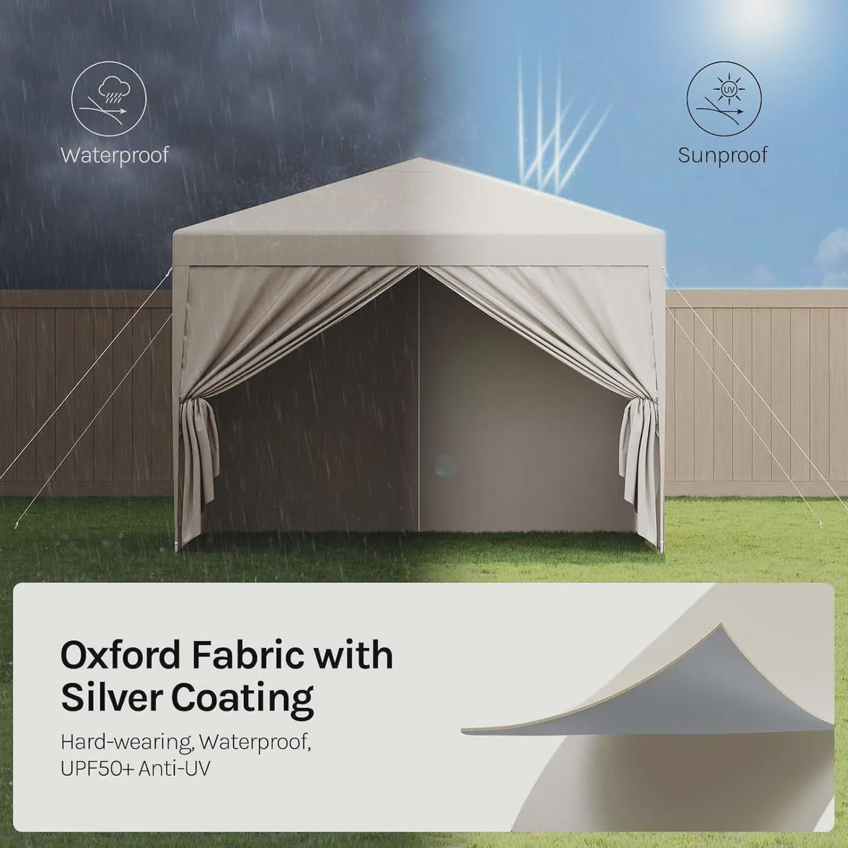 WOLTU 3x3m Partytent - Waterdichte Tuin- en Camping Paviljoen met UV-bescherming en Draagtas
