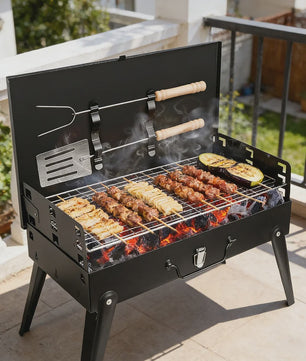 Draagbare Opvouwbare Houtskool BBQ Grill voor Buiten, Camping & Picknick