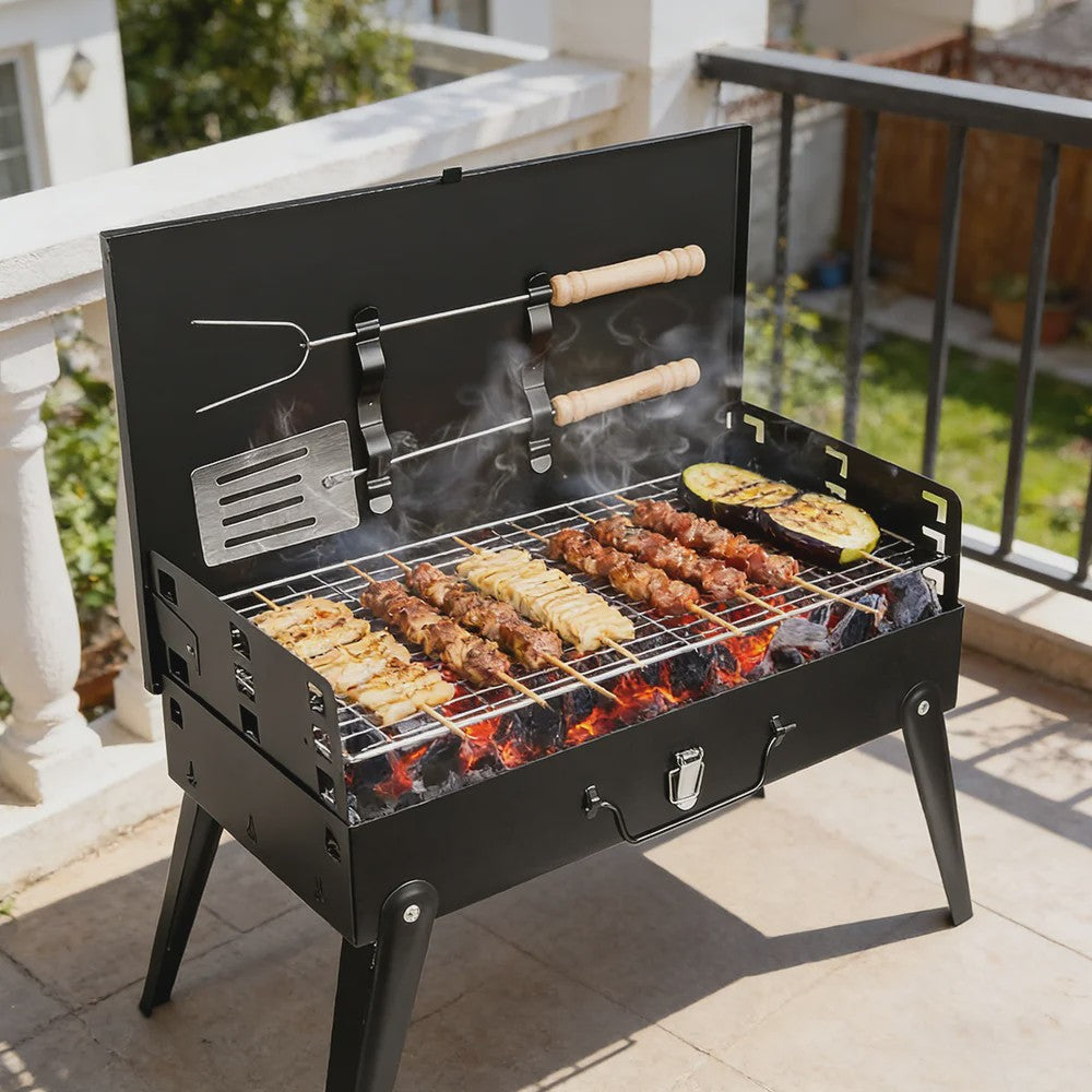 Draagbare Opvouwbare Houtskool BBQ Grill voor Buiten, Camping & Picknick
