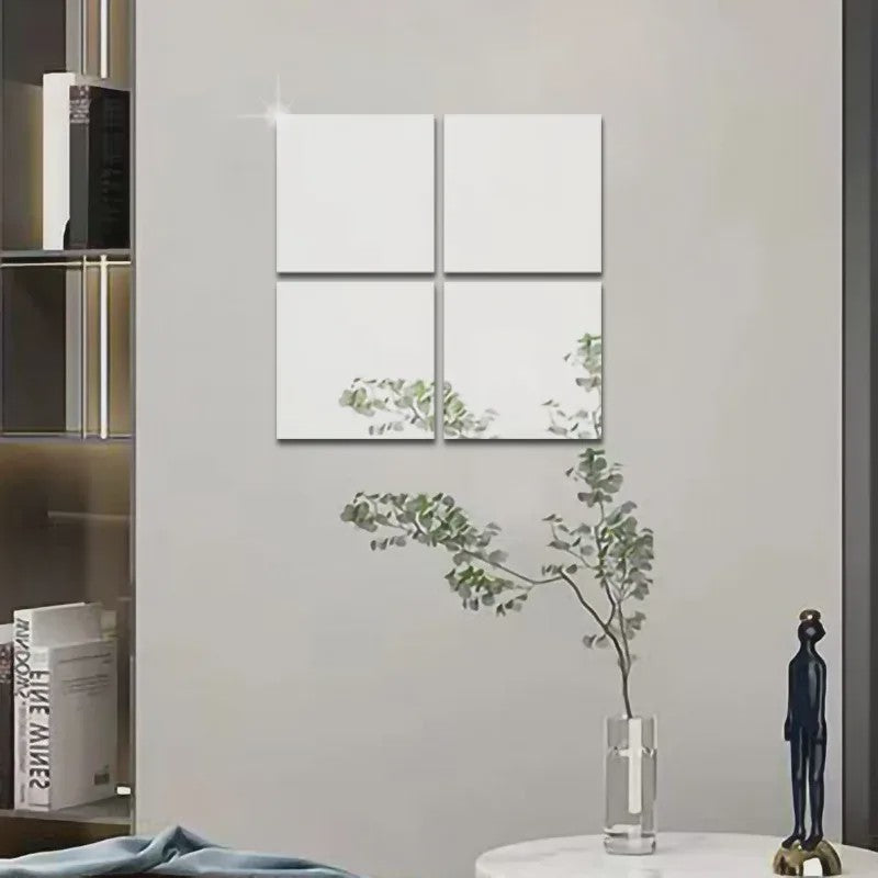 Decoratieve 3D Spiegelstickers Zelfklevend - 4 Stuks - 20x30 cm - DIY Muursticker