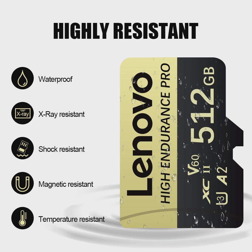 Lenovo High Endurance PRO Micro SDXC Kaart 512GB - 4K Video, Full HD, A2, V60
