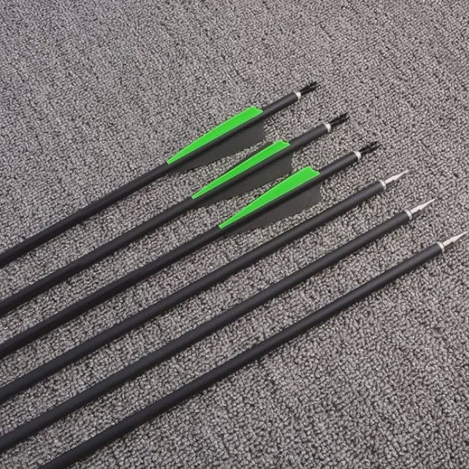 Set Carbon Pijlen SP500 - 6/12 Stuks - Verwisselbare Punts - Compound & Recurve Boog Schieten