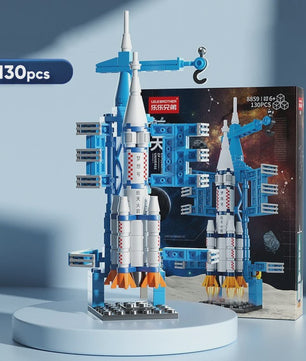Bouwstenen Ruimtevaart Raket Lanceerbasis Modelbouw Set (107 Stuks) - Educatief Speelgoed voor Jongens