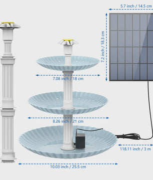 3-Tier Zonne-Fontein Vogelbad & Voederstation - Decoratieve Tuindecoratie