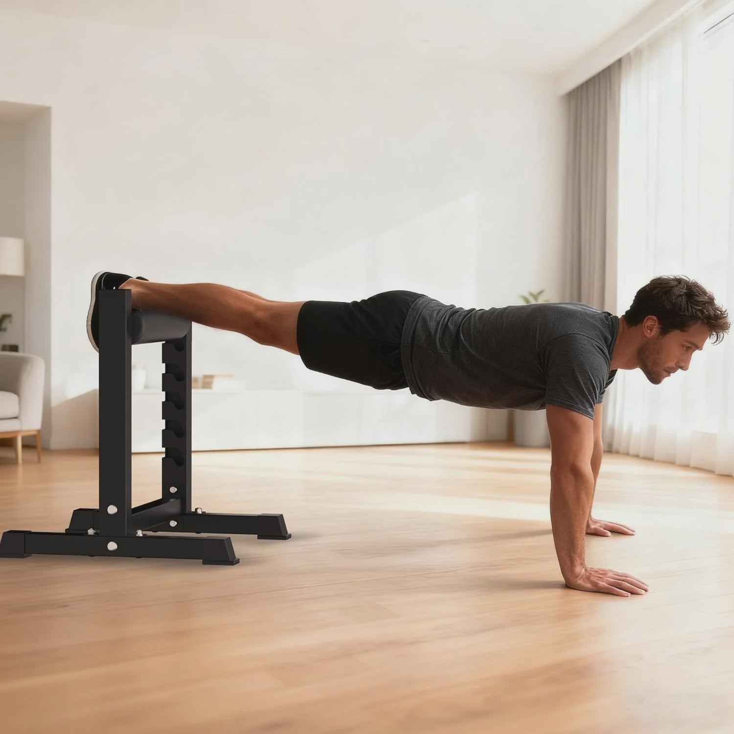 Heavy Duty Bulgarian Split Squat Stand - 350 LBS Capaciteit, 6-Niveau Hoogteverstelling voor Krachttraining Thuis