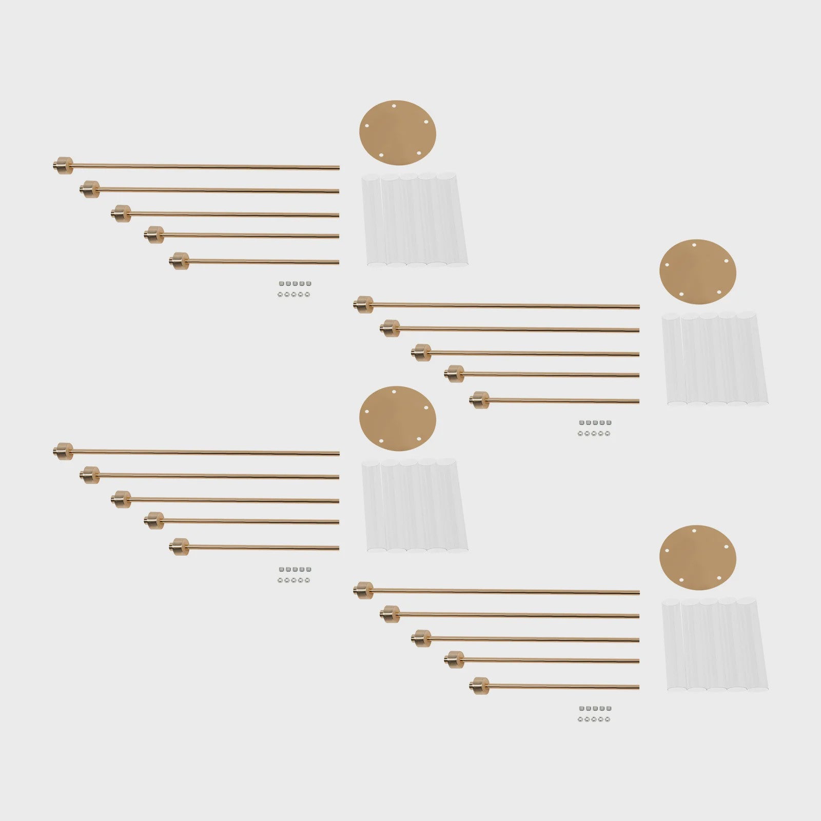 Set van 4 Goudkleurige Vloerkandelaren met 5 Armen - 80 cm Hoog - Luxe Decoratie voor Bruiloft & Feest
