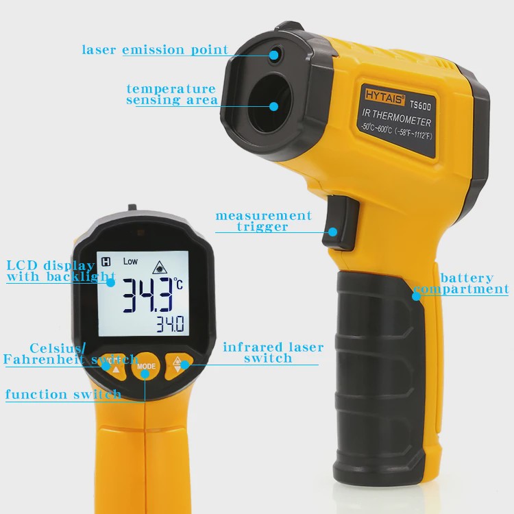 HYTAIS TS380/TS600 Infrarood Thermometer - Contactloze Temperatuurmeter