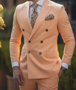 Luxe Bruin Herenpak - Double Breasted, Peak Lapel, Slim Fit Blazer & Pantalon