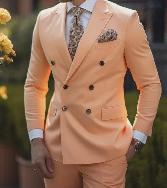Luxe Bruin Herenpak - Double Breasted, Peak Lapel, Slim Fit Blazer & Pantalon