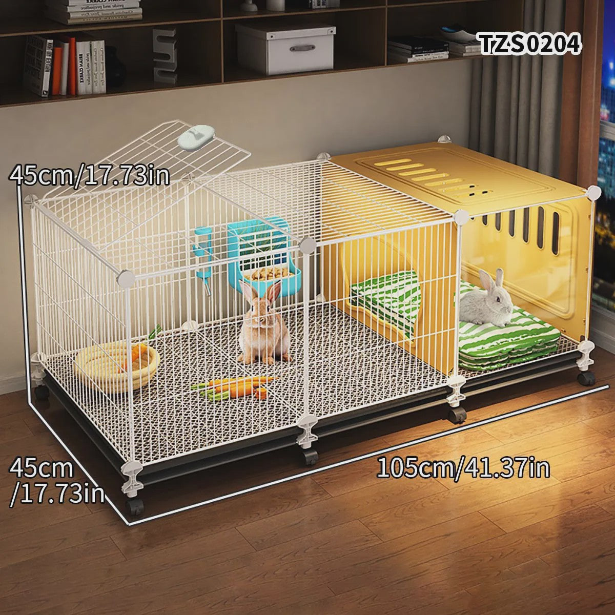 Ruime Kooi voor Konijnen & Cavia's - Multifunctioneel met Schoonmaakbasis & Verstophoek