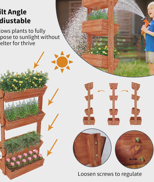 Verticale Houten Bloembakken 4 Lagen - Verhoogd Tuinbed Buiten