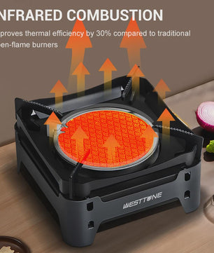 WESTTUNE Draagbare Camping Gasbrander 3600W - Infrarood Verwarmingssysteem met Elektronische Ontsteking