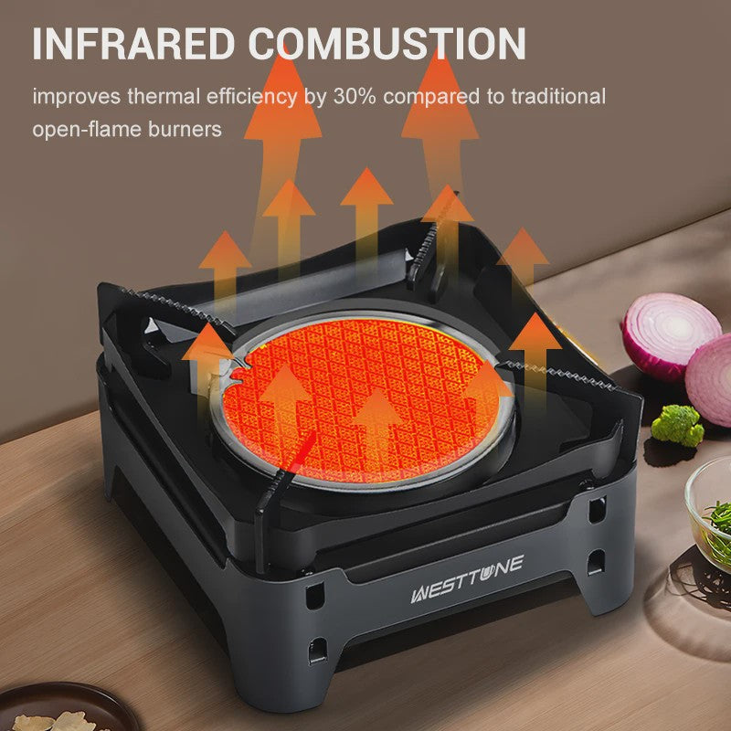 WESTTUNE Draagbare Camping Gasbrander 3600W - Infrarood Verwarmingssysteem met Elektronische Ontsteking