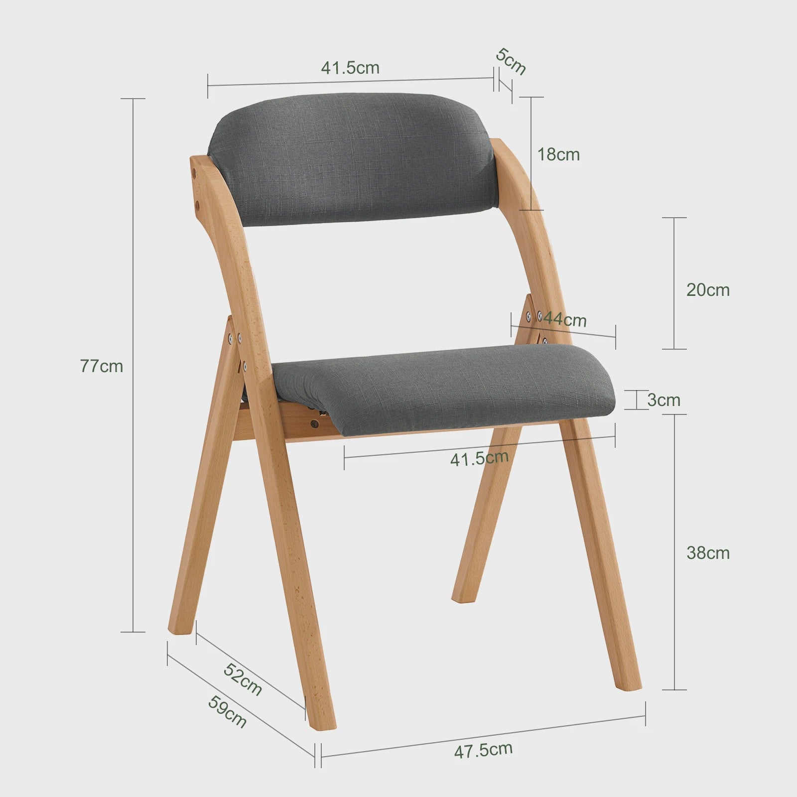 Opvouwbare Keukenstoelen met Gestoffeerde Zitting en Rugleuning - Set van 2