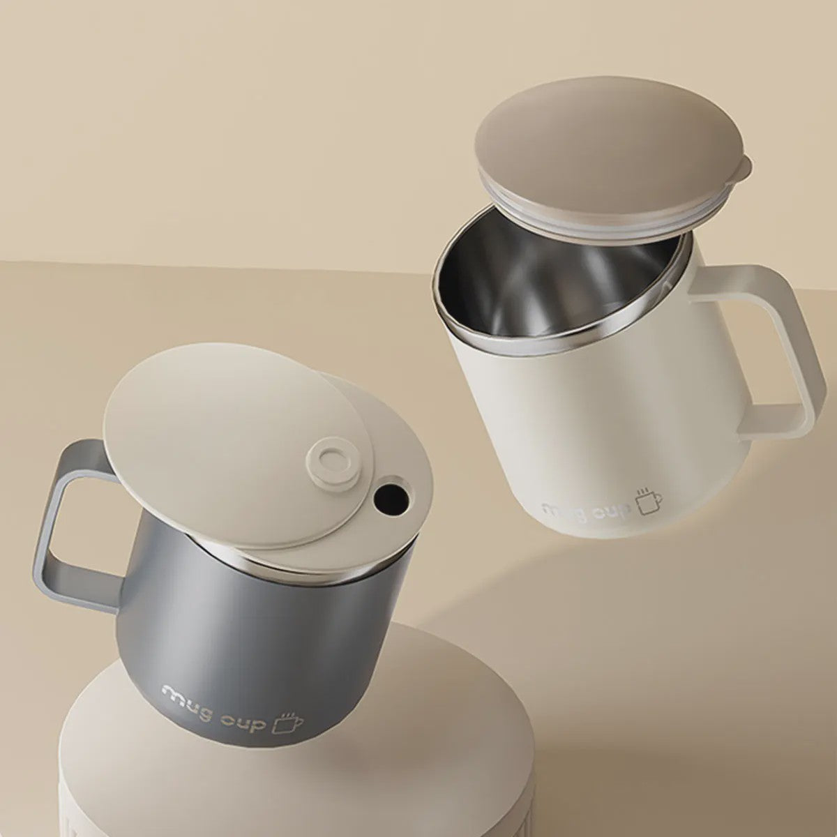 Geïsoleerde Koffiemok met Deksel - 400ML Dubbelwandig RVS Drinkbeker