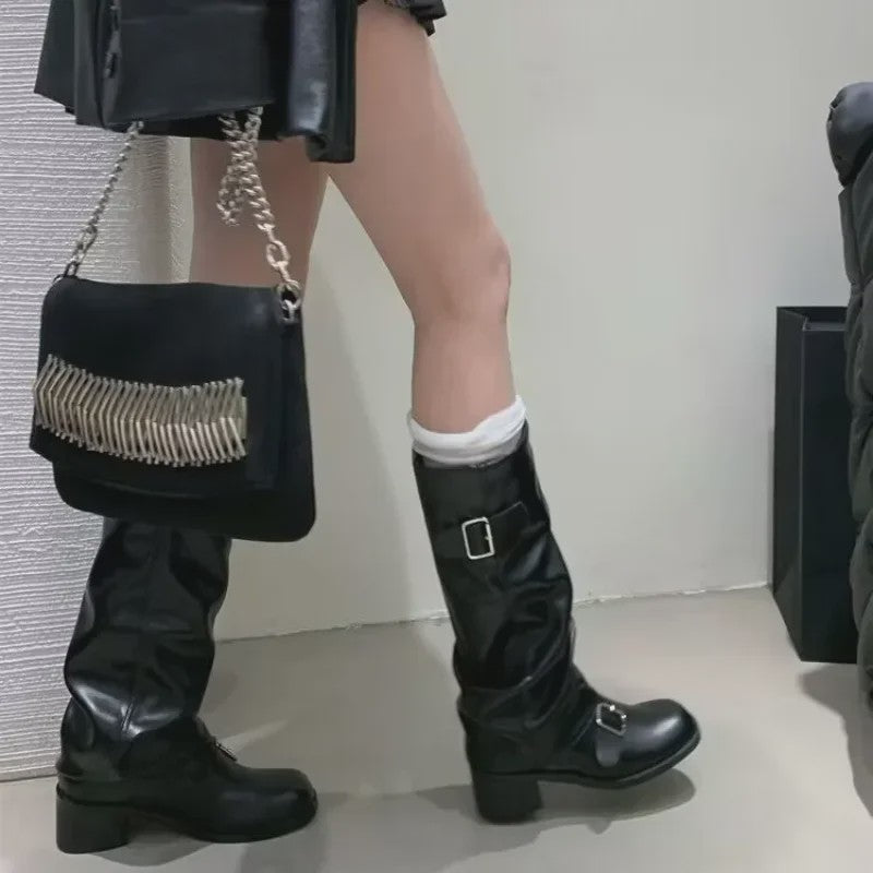 Dames Hoge Laarzen met Platform en Chunky Hak - Punk Gothic Rock Stijl
