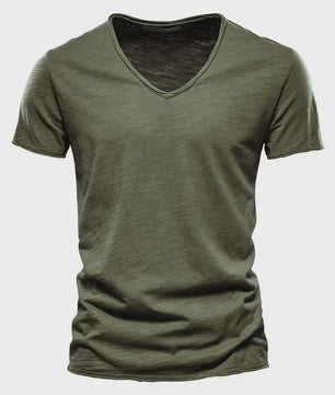 Heren T-shirt van 100% Katoen met V-hals - Dun & Kort Gebreid - Maten S-5XL