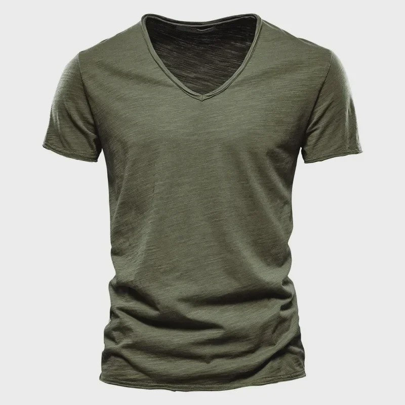 Heren T-shirt van 100% Katoen met V-hals - Dun & Kort Gebreid - Maten S-5XL