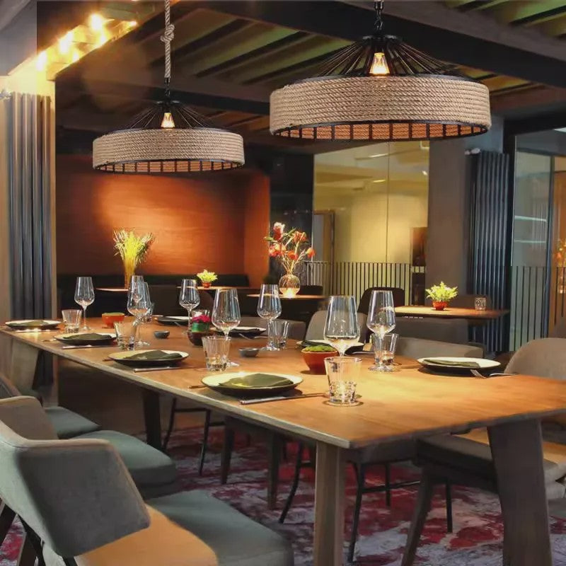 Industriële Touw Hanglamp - Retro Sfeer voor Eetkamer & Woonkamer