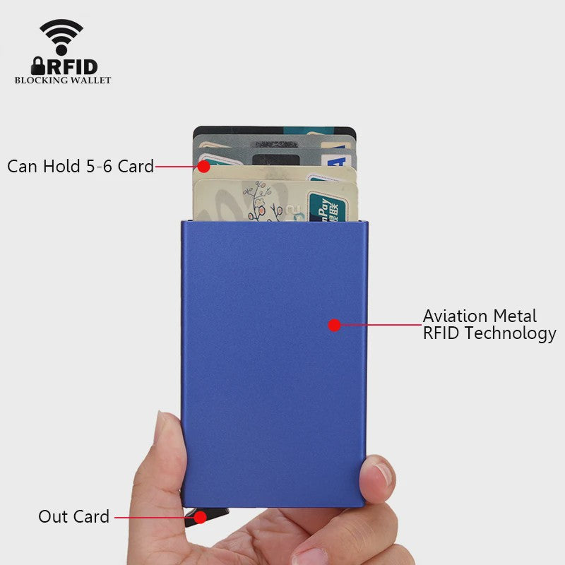 RFID Kaarthouder Portemonnee - Slank Metalen Pop-Up Wallet voor Heren & Dames