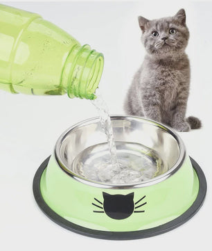 RVS Kattenvoerbak met Antislip Basis - Voer- en Waterbakje voor Kittens & Katten
