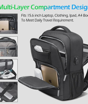 BANGE Waterdichte Laptop Rugzak 15.6 inch met USB Laadpoort - Multifunctioneel voor Reizen, School & Werk