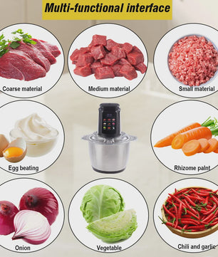 Krachtige 5L Keukenmachine met 6 Roestvrijstalen Messen - 500W Vleesmolen & Food Processor