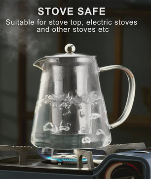 Glazen Theepot met RVS Infuser - Hittebestendig & Stijlvol
