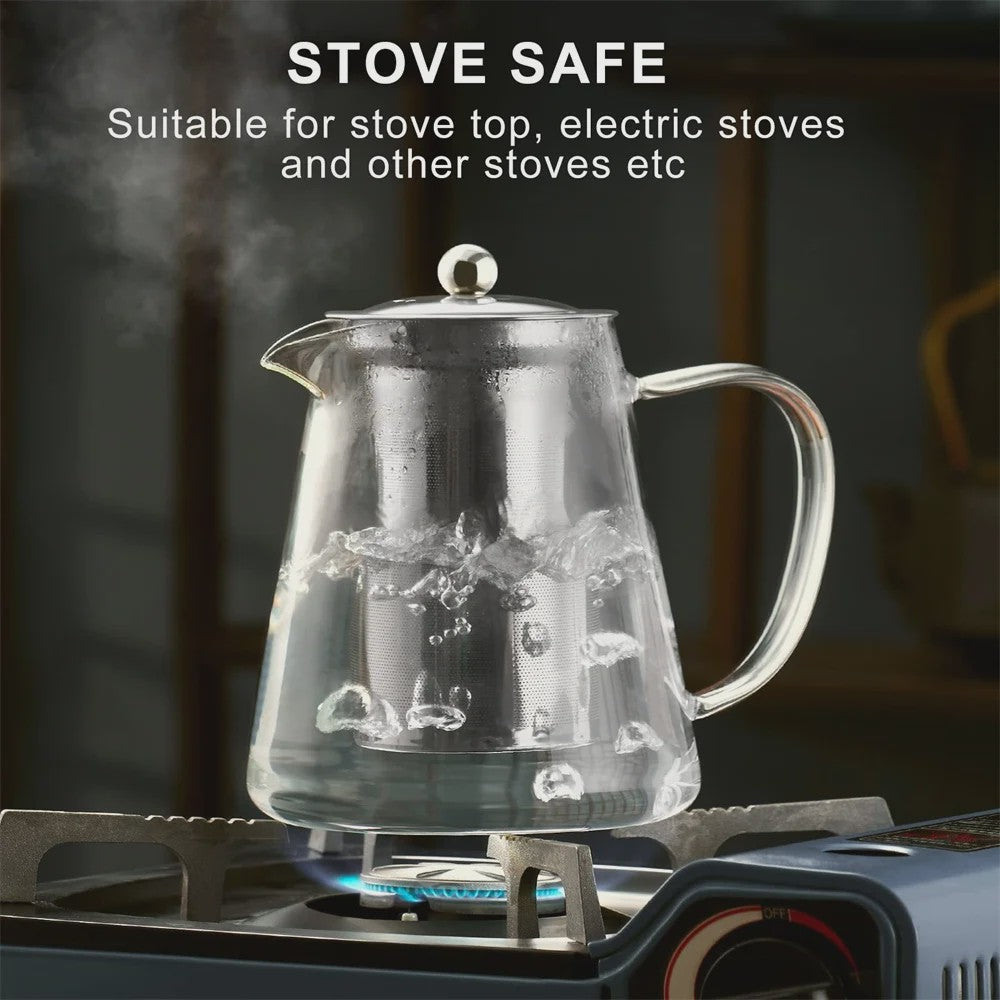Glazen Theepot met RVS Infuser - Hittebestendig & Stijlvol
