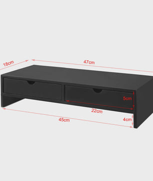 Monitorstandaard met 2 Lades - Bureau Organizer - Verhoogt uw Scherm - 47x11x18cm