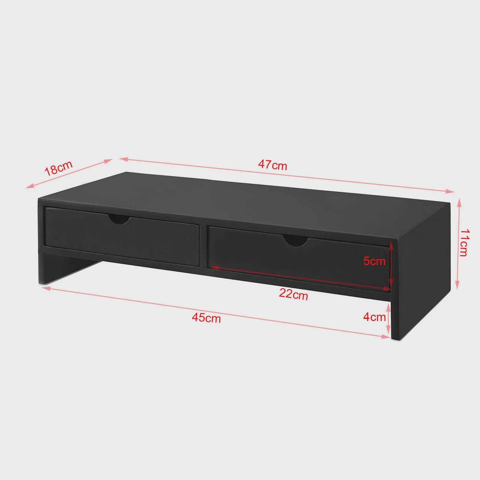 Monitorstandaard met 2 Lades - Bureau Organizer - Verhoogt uw Scherm - 47x11x18cm
