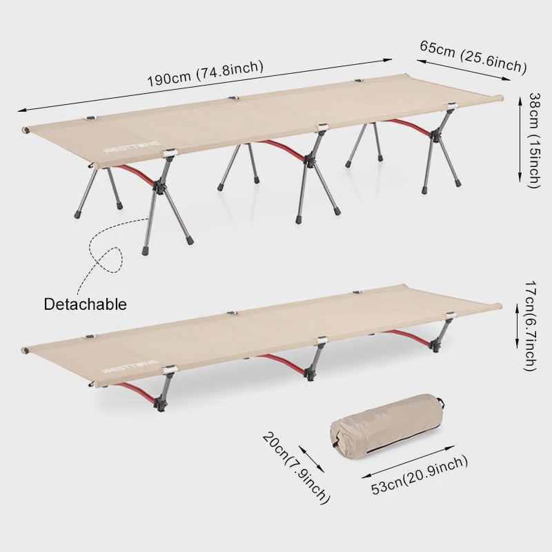 WESTTUNE Ultralichte Aluminium Camping Cot - Opvouwbaar Kampeerbed