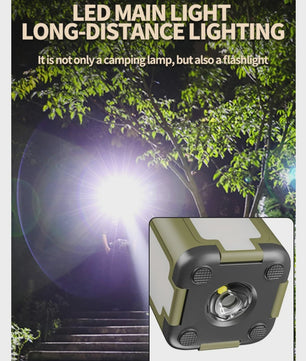 Draagbare Campinglamp met Powerbank & Zonnepaneel - Opvouwbaar & Slim Display