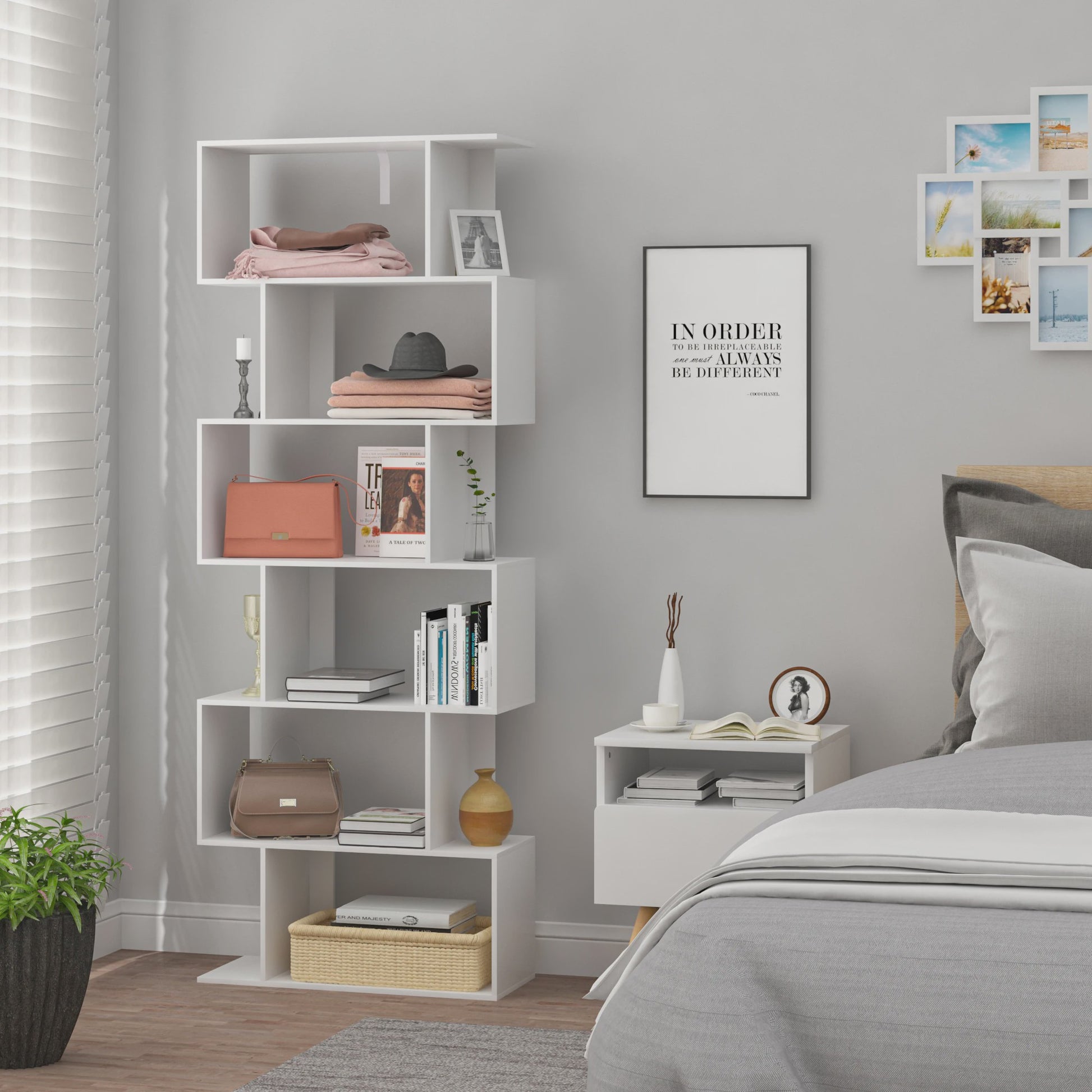 Moderne Boekenkast met 6 Kubussen - Stijlvolle Opbergoplossing voor Woonkamer, Slaapkamer of Kantoor