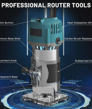 Krachtige Houtfreesmachine 30000 RPM - Elektrische Router voor Houtbewerking en Snijwerk