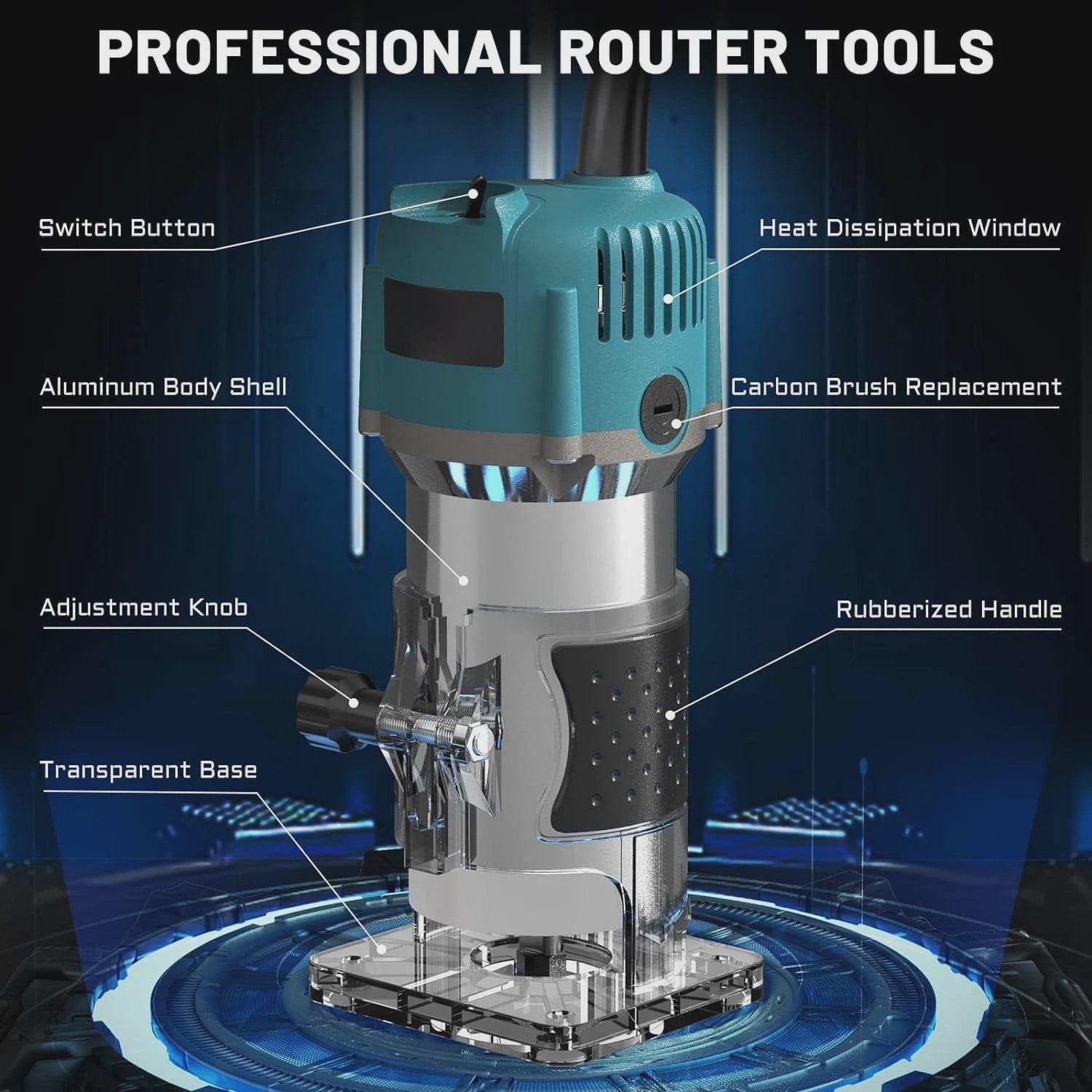 Krachtige Houtfreesmachine 30000 RPM - Elektrische Router voor Houtbewerking en Snijwerk