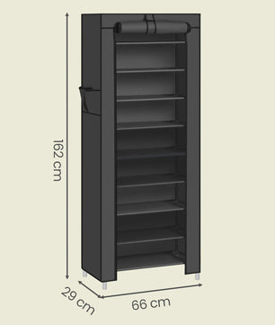 SONGMICS Schoenenrek 10 Lagen - 28x58x160 cm - Metaal Frame - Organiseer je schoenenkast