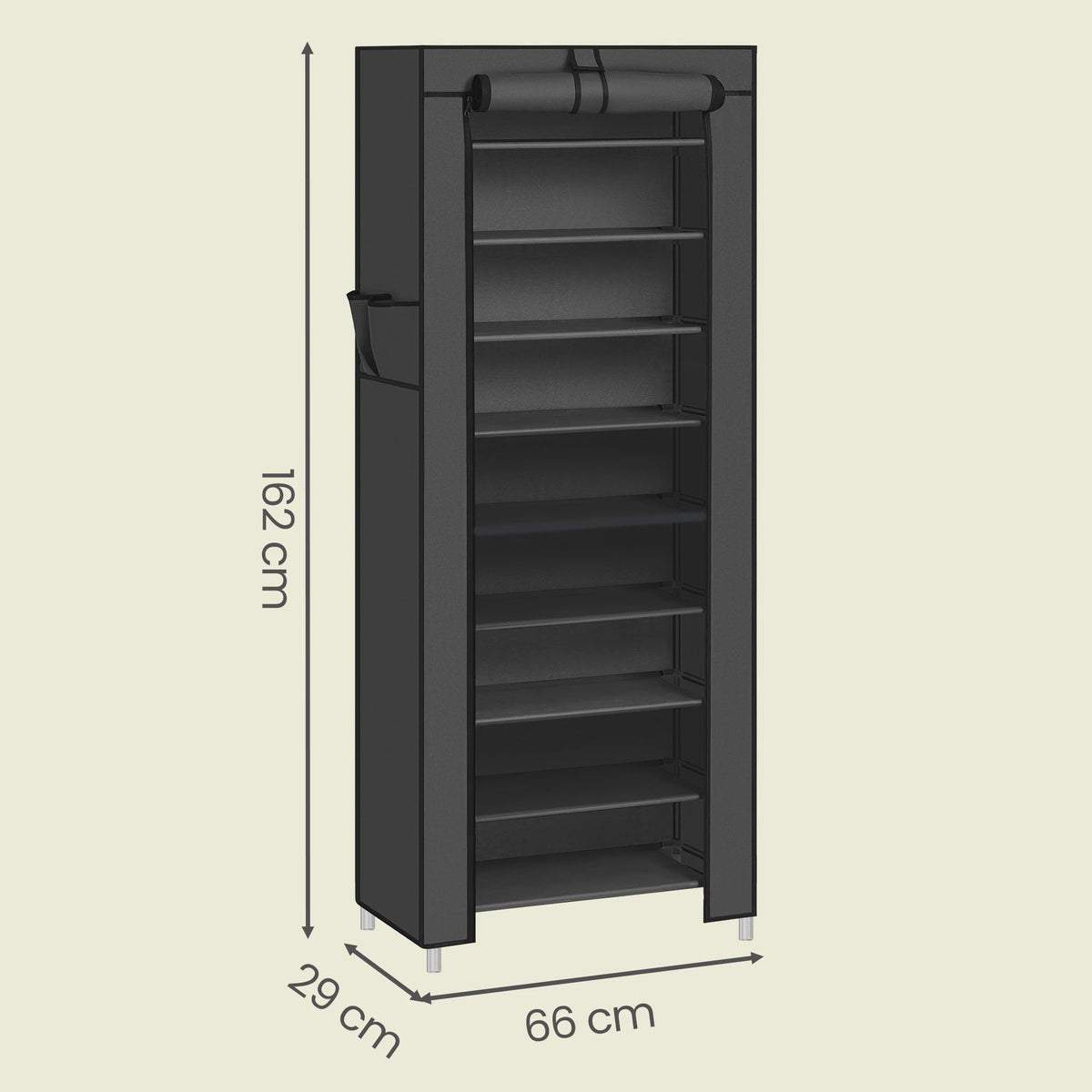 SONGMICS Schoenenrek 10 Lagen - 28x58x160 cm - Metaal Frame - Organiseer je schoenenkast