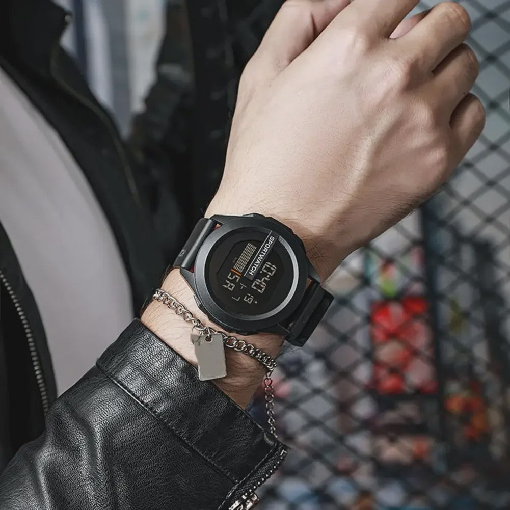 Sportief Heren Horloge: Digitaal LED Alarm & Stopwatch, Waterdicht Fitness Horloge