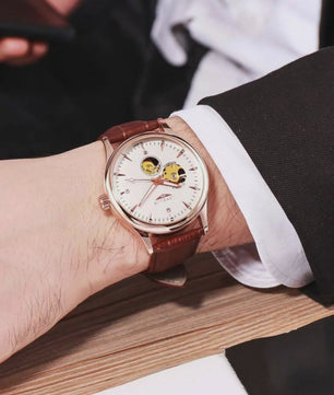 LONGLUX Heren Automatisch Skeleton Horloge - Elegant, Waterdicht & Romeinse Cijfers