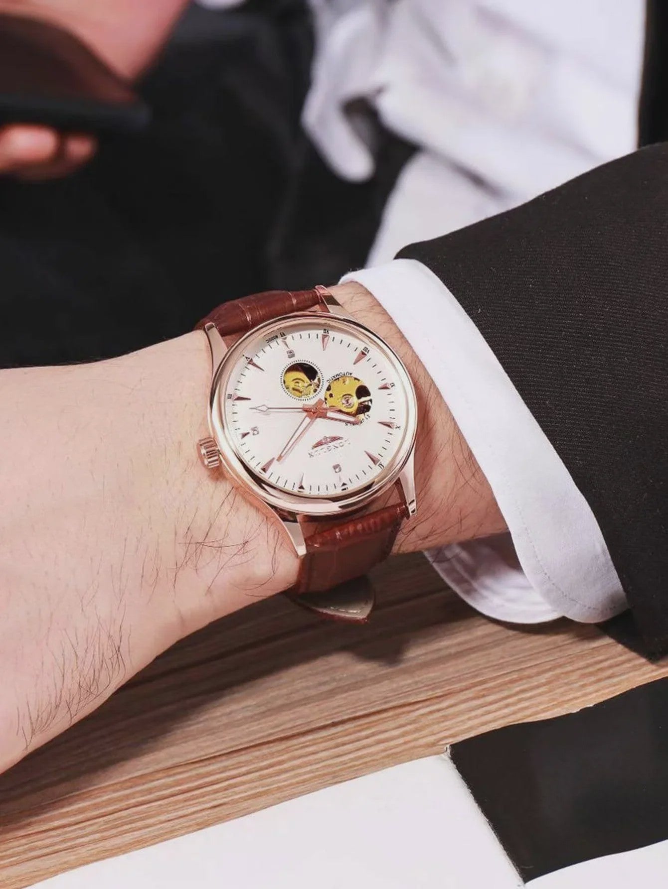 LONGLUX Heren Automatisch Skeleton Horloge - Elegant, Waterdicht & Romeinse Cijfers