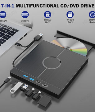 Externe CD/DVD Brander & Lezer met USB 3.0 & Type-C (7-in-1)