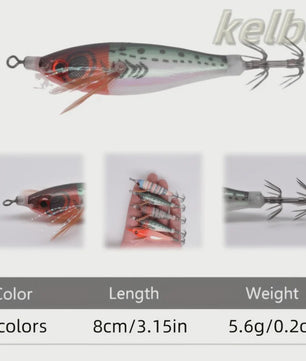5x Visloodjes Set - Glow-in-the-Dark Kunstaas met 3D Ogen - Realistisch Garnalen, Inktvis, Octopus - Hard Bait Jig Lures met Haken