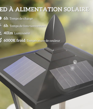 Sfeervolle Zonne-energie Buitenlamp Klassiek Model - 160cm Hoog - Zwart