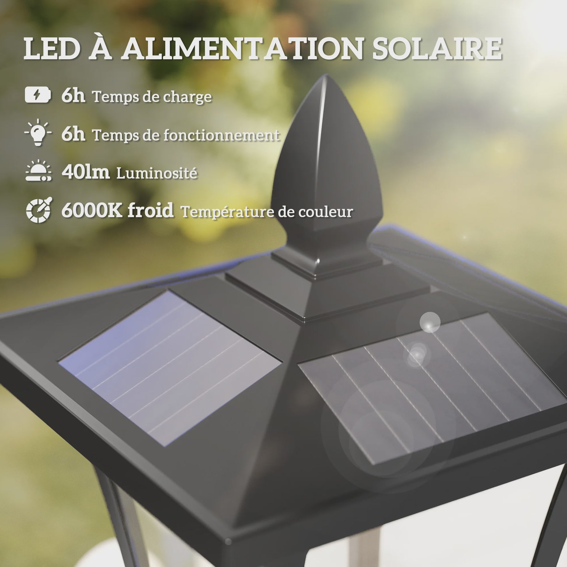 Sfeervolle Zonne-energie Buitenlamp Klassiek Model - 160cm Hoog - Zwart