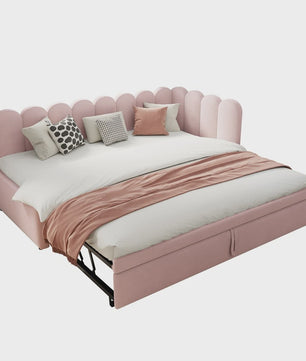 Multifunctionele Velours Sofa Bed met Uitschuifbaar Gastenbed - Ruimtebesparend Design
