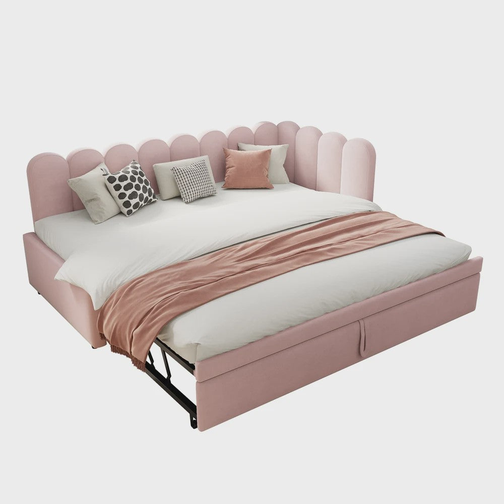 Multifunctionele Velours Sofa Bed met Uitschuifbaar Gastenbed - Ruimtebesparend Design