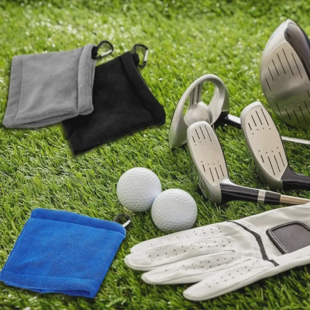 Golf Handdoek 14x14cm met Karabijnhaak - Hoge Waterabsorptie & Zweetbestendig
